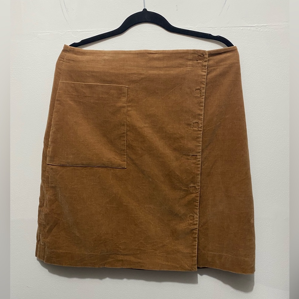 Size 10 Banana Republic Brown Corduroy Asymmetrical Corduroy Skirt with Pocket